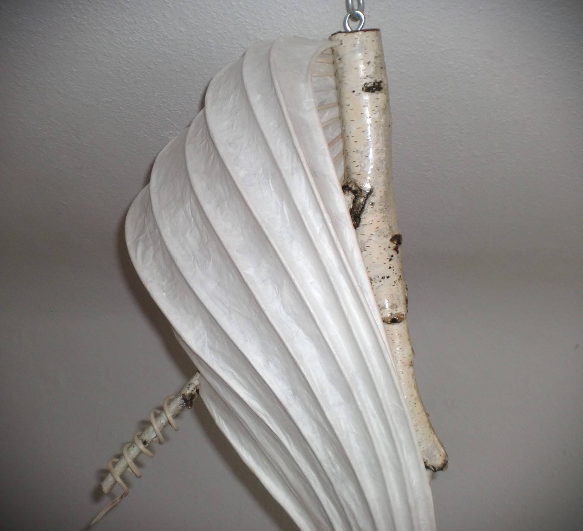Organic Light Sculpture Wall Hanging Lamp, Birch Branch +Paper
