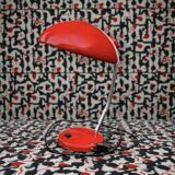 Vintage red lacquered metal desk lamp – Space Age / Bauhaus style