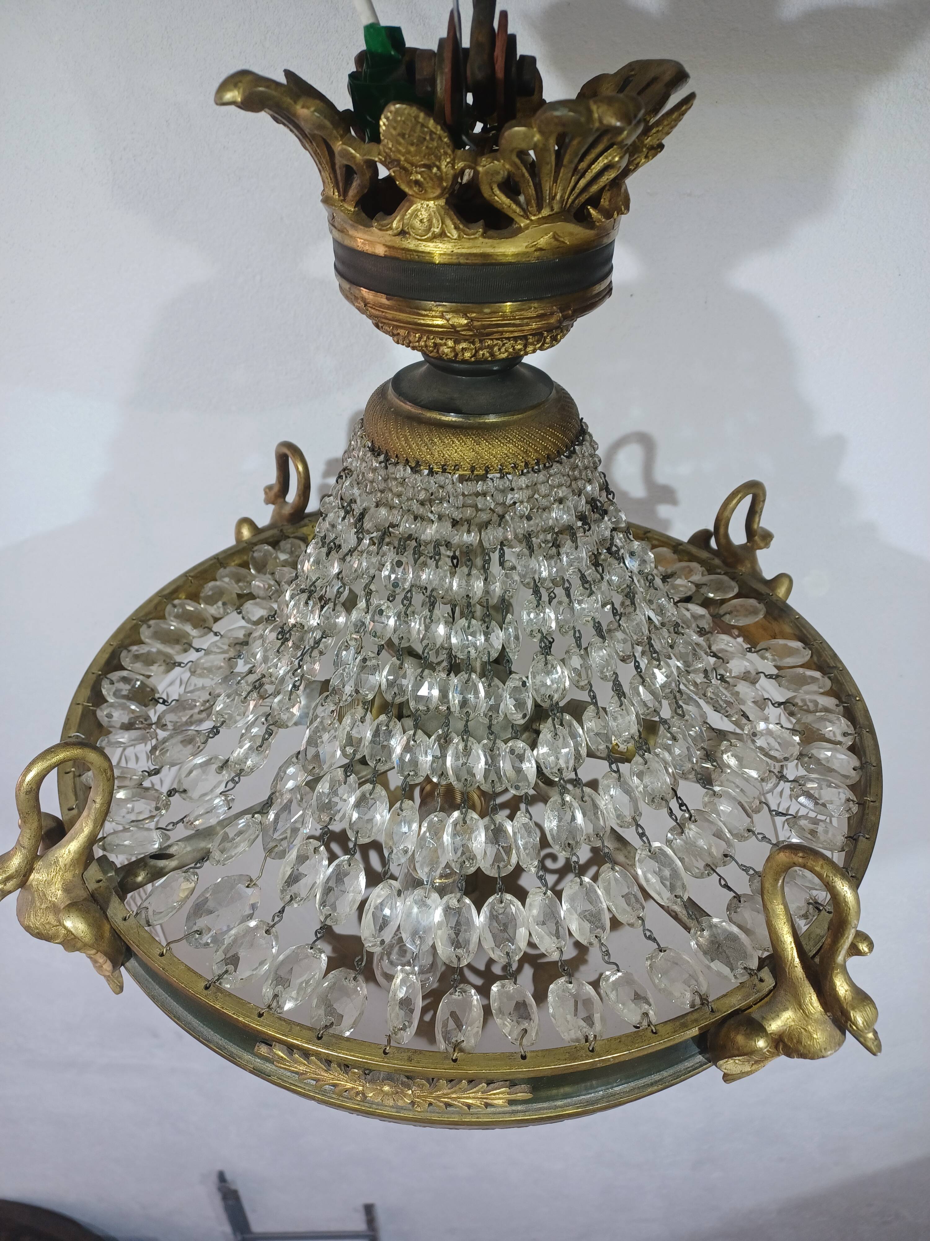 Empire chandelier in bronze and crystal