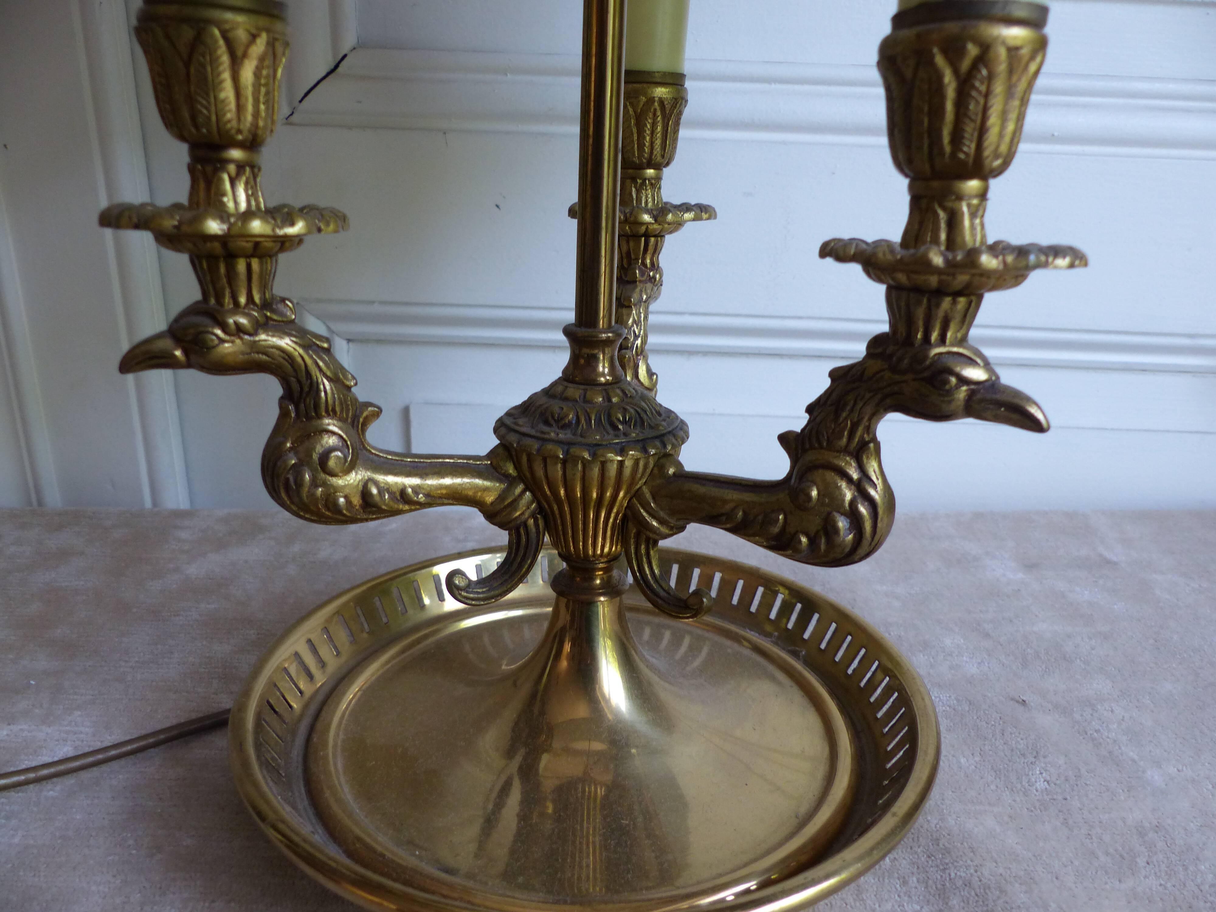 Golden bronze hot water lamp and tin lampshade
