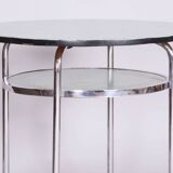 Restored Bauhaus Small Round Table, Chrome, Revived Polish, Czechia, 1930s