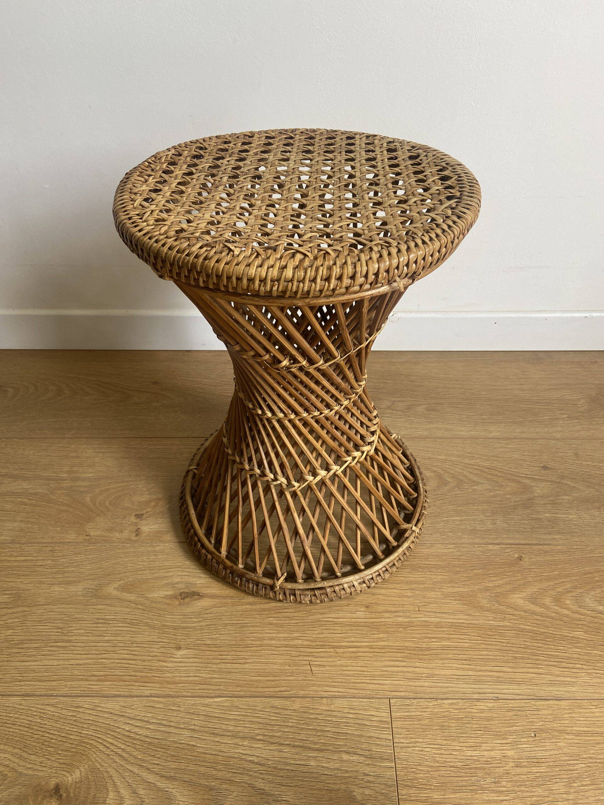 Vintage rattan and cane stool