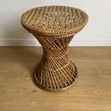 Vintage rattan and cane stool