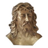 Christ bronze massif plaque avec bas relief pour pierre tombale ou autre signée