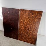 Old inlaid wood table designed by Dieter Waeckerlin Idealheim from the 60s, extendable