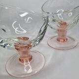 Pair of standing glass cups, 16 cm, pink