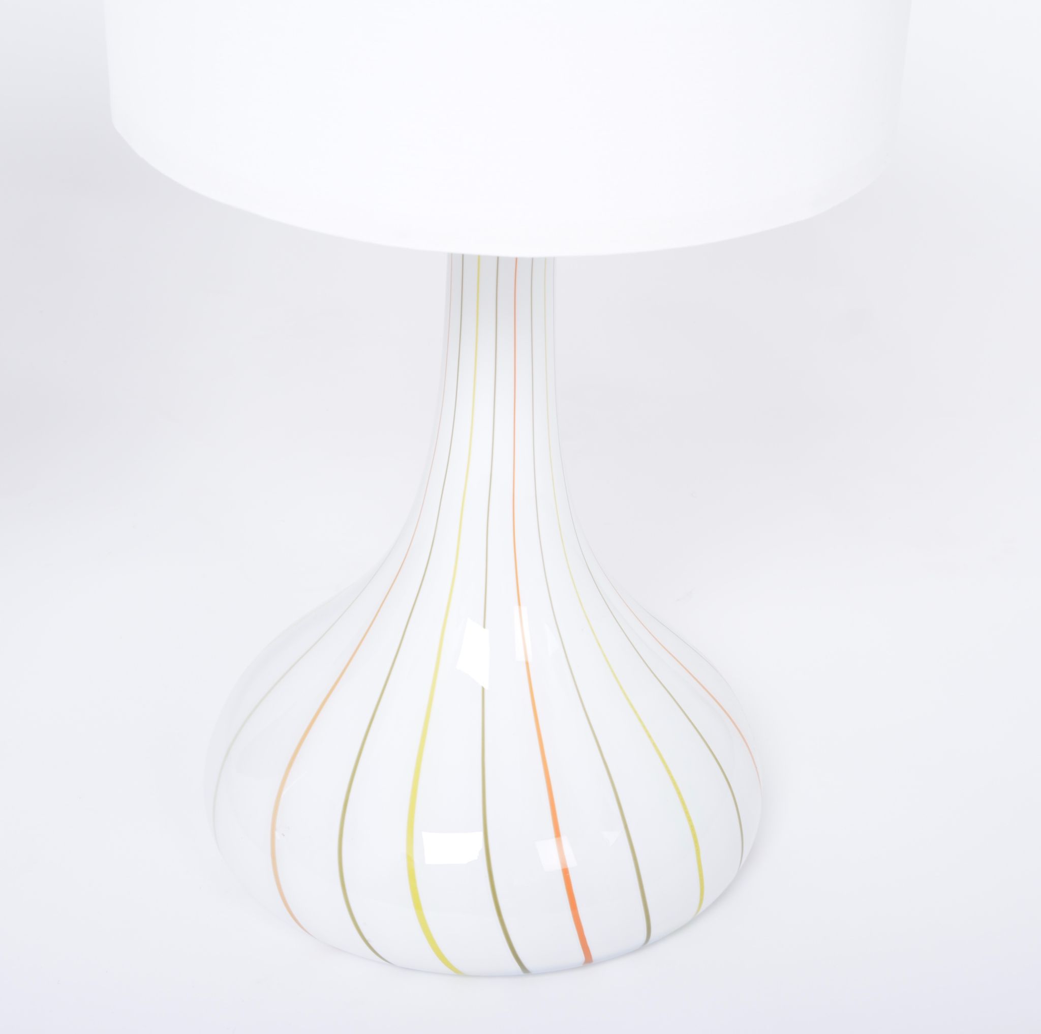 Pair of 1970s tall White Glass Table Lamps model "Candy" by Holmegaard