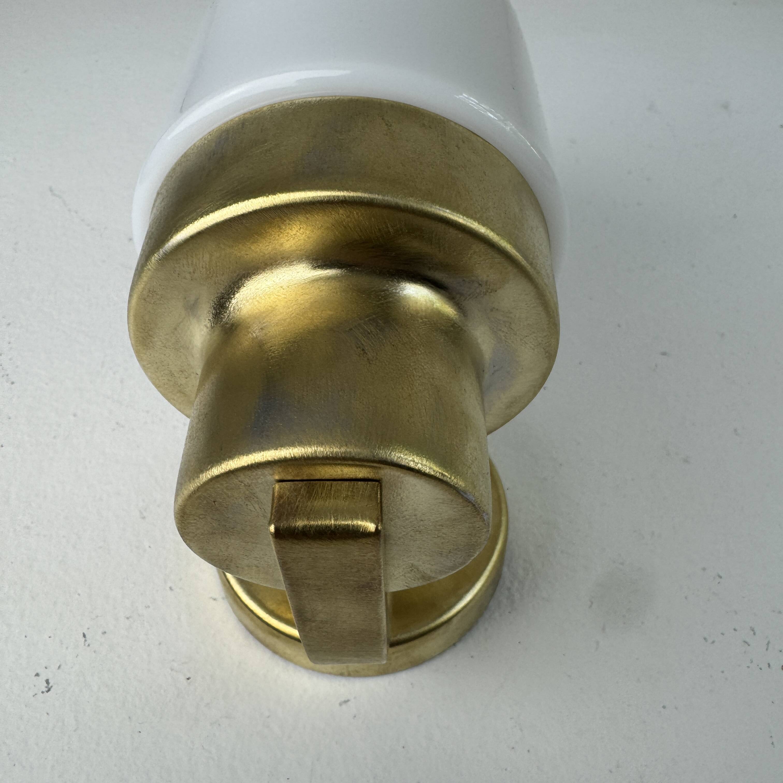 Antique small brass & opaline vintage wall sconce