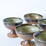 Ensemble de 6 coupes en grès vernissé, fabrication artisanale, 1970