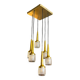 Cascade chandelier 6 elements, Staff Leuchten, brass and gold-plated aluminum, glass, ca 1970