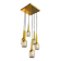 Cascade chandelier 6 elements, Staff Leuchten, brass and gold-plated aluminum, glass, ca 1970
