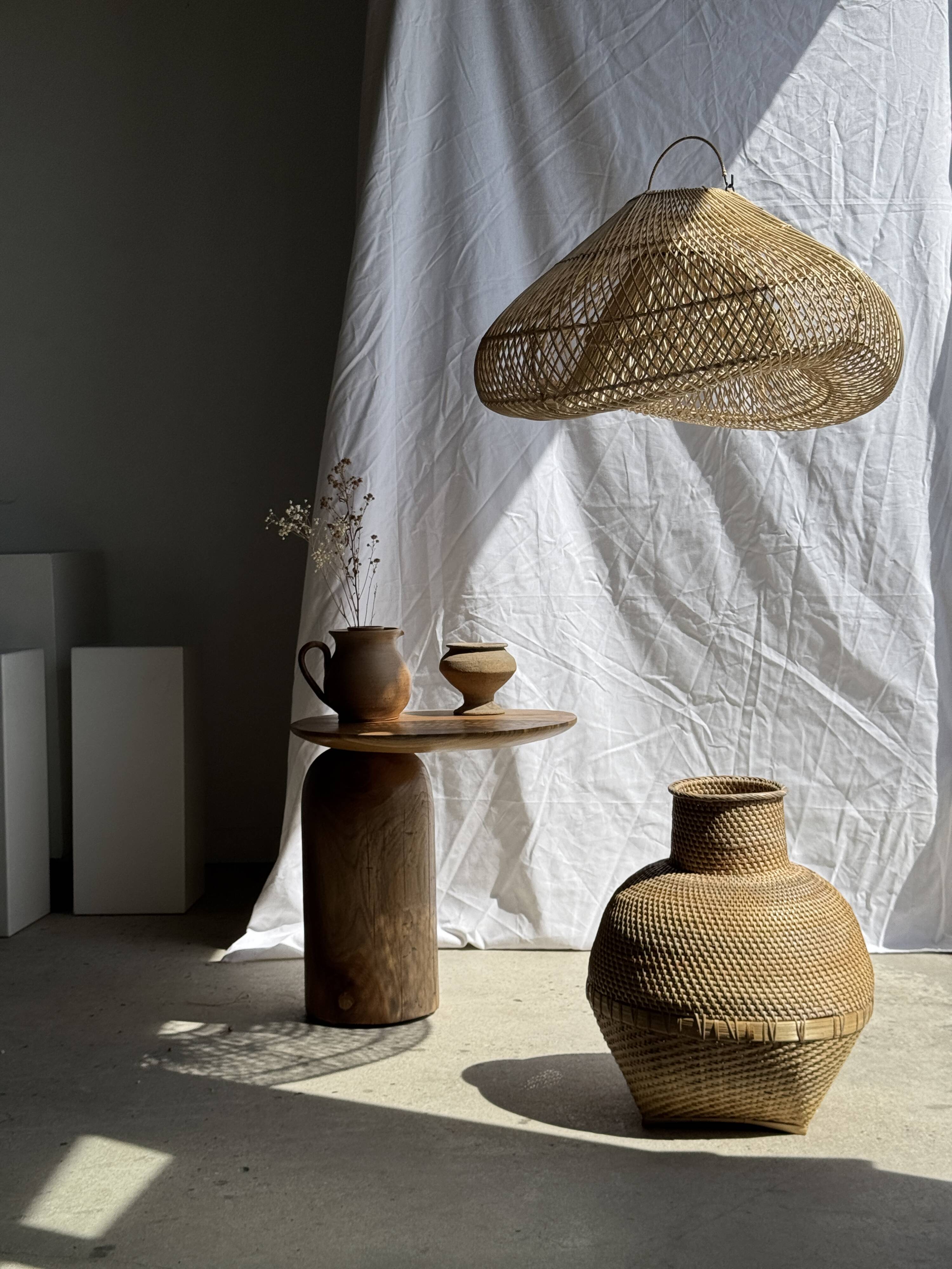 Small brutalist Indonesian footed pot H13 D15
