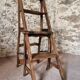 Chaise échelle de bibliothèque en chêne français antique – Tabouret escamotable