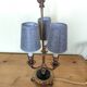 three-light candelabra lamp in metal and gilded brass, bouillotte lamp