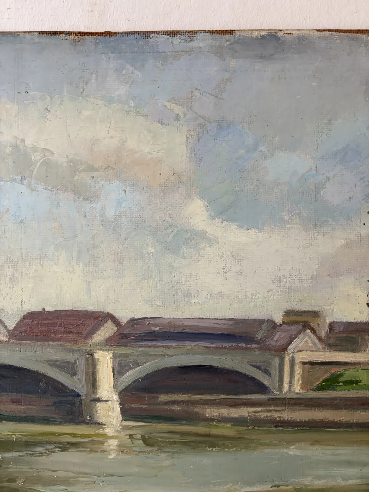 Bridge on the Seine, oil on panel signed A Graves
