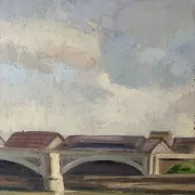 Bridge on the Seine, oil on panel signed A Graves