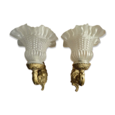Pair of electrified gold metal applique