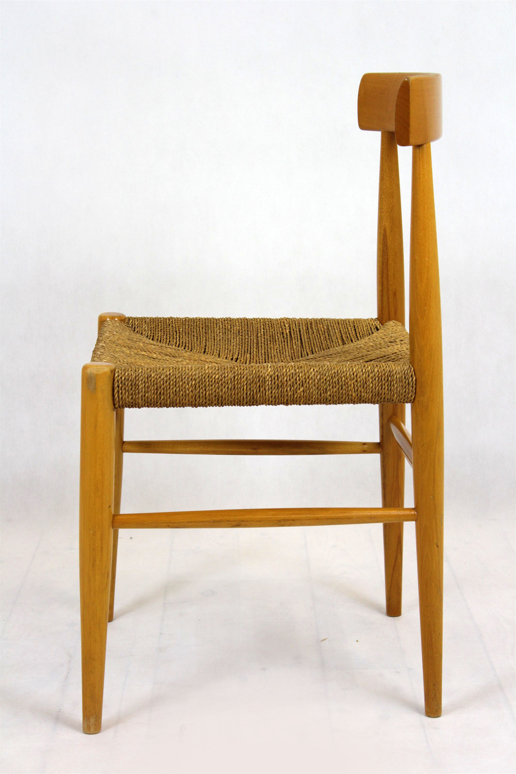 Vintage Czech straw chairs, 1960s, set of 4