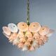 Bicolour 4-tier floral Murano glass chandelier, pink & white glass, Italy, 1970s