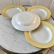 4 hollow plates Saint-Amand 60s yellow pastel chick