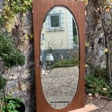 Beveled oval mirror on art deco door Mahogany 79x162