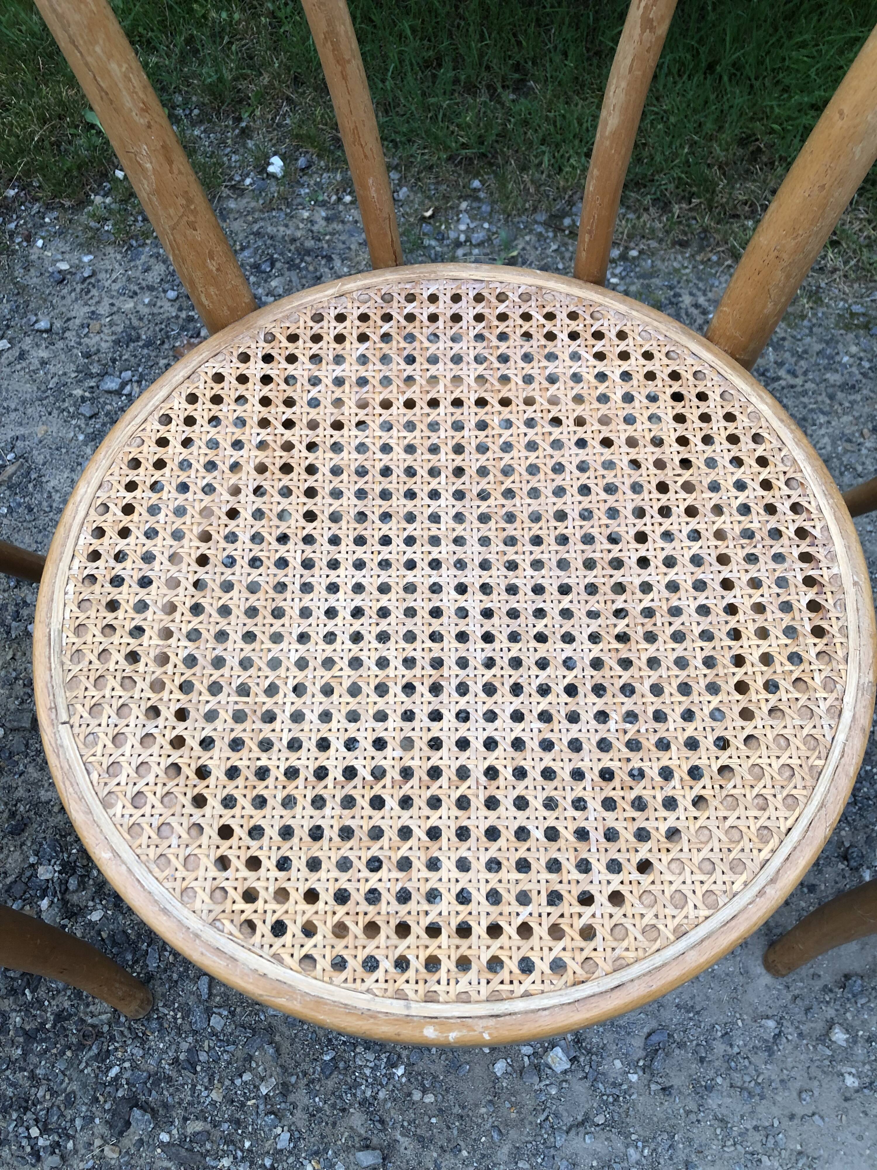 4 chaises bistrot vintage cannées
