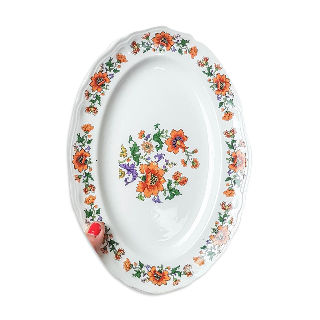 Ravier Vintage Somain Décor Java - Réf. F58051 - Céramique Française - Occasion Très Bon état