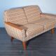 2-seater sofa in teck and beige wool, vintage scandinavian 1960s