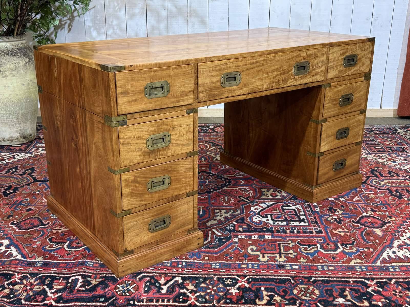 Nautical-style teak writing desk