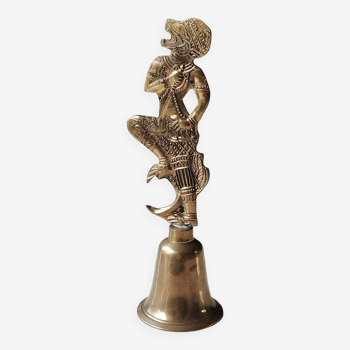 Cloche de table artisanale Thaïlandaise/A l effigie du Dieu singe divin Hindou Hanuman, en laiton poli