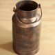 Umbrella stand old copper plated milk can with plastic insert - vintage