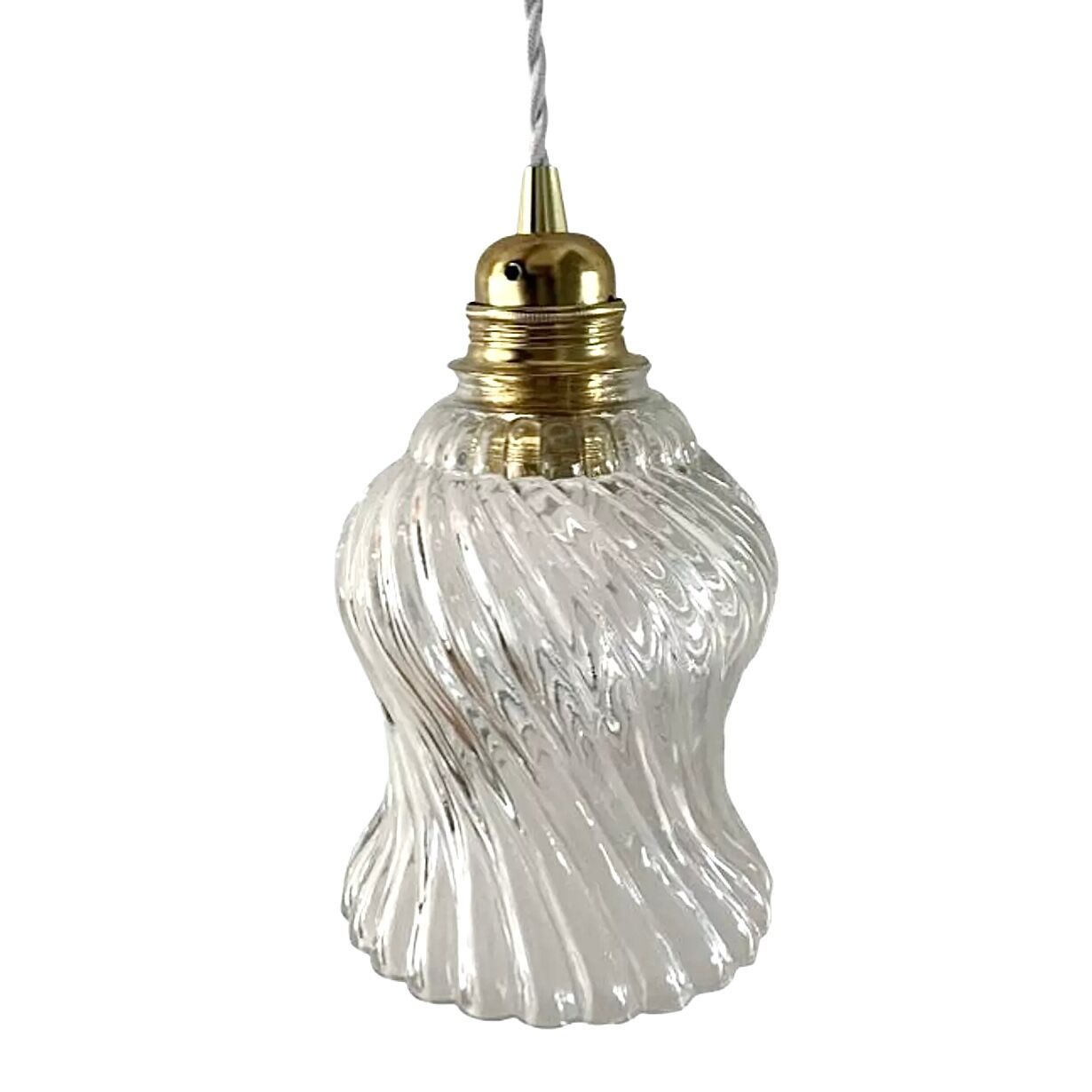 Vintage portable lamp in electrified chiseled glass to nine