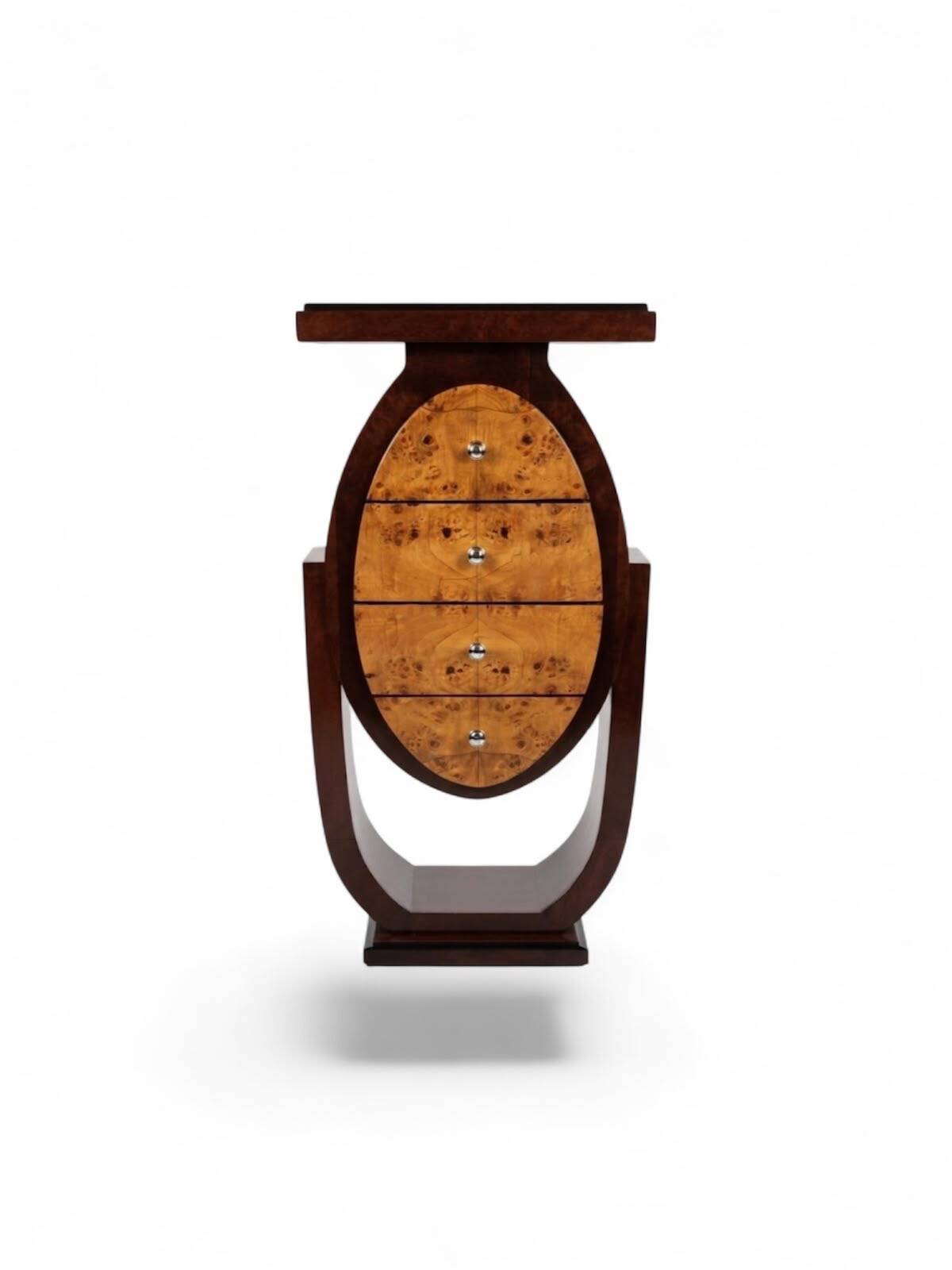 Art Deco commode in rosewood and elm burl