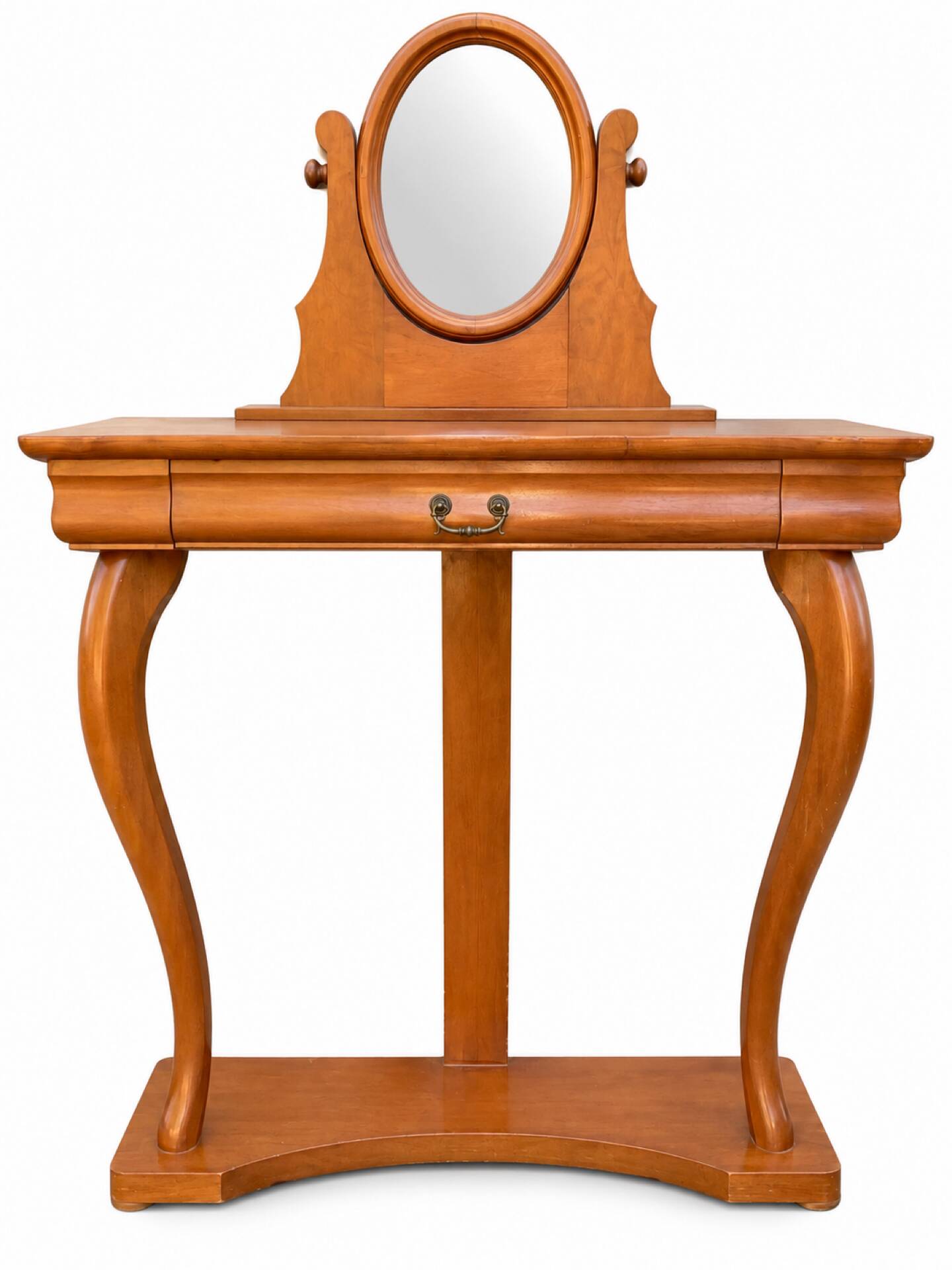 Coiffeuse Console en merisier avec miroir ovale orientable