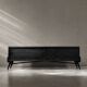 Mid-Century Modern Scandinavian Dark Oak Sideboard with Metal Handles