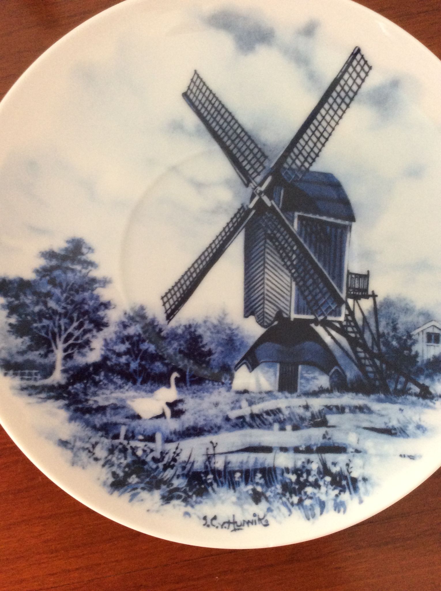 Assiette Delft décorée main 1984 moulin de Hollande