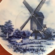 Assiette Delft décorée main 1984 moulin de Hollande