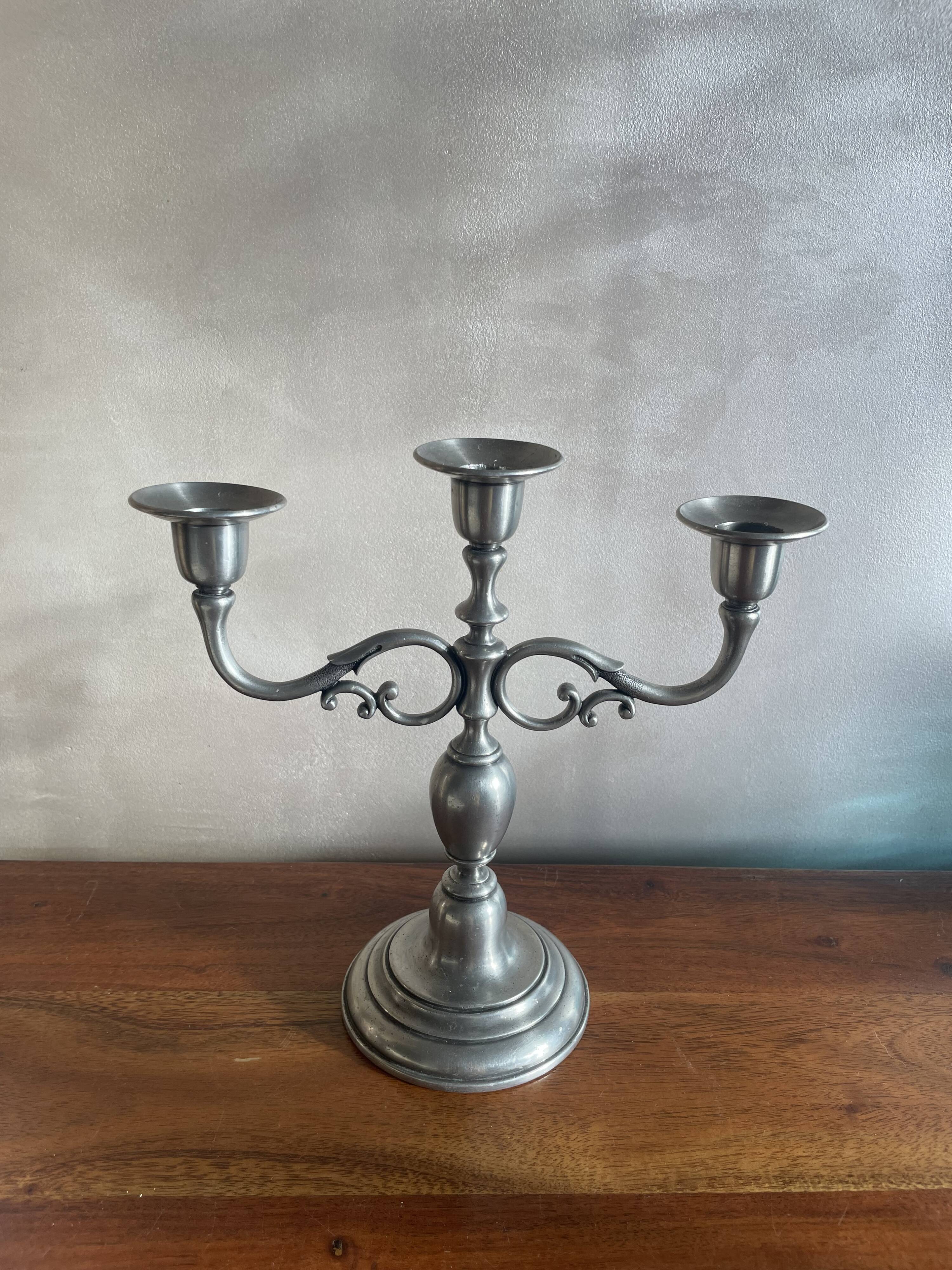 Pewter candle holder