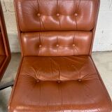 Pair of brown leather armchairs 1980
