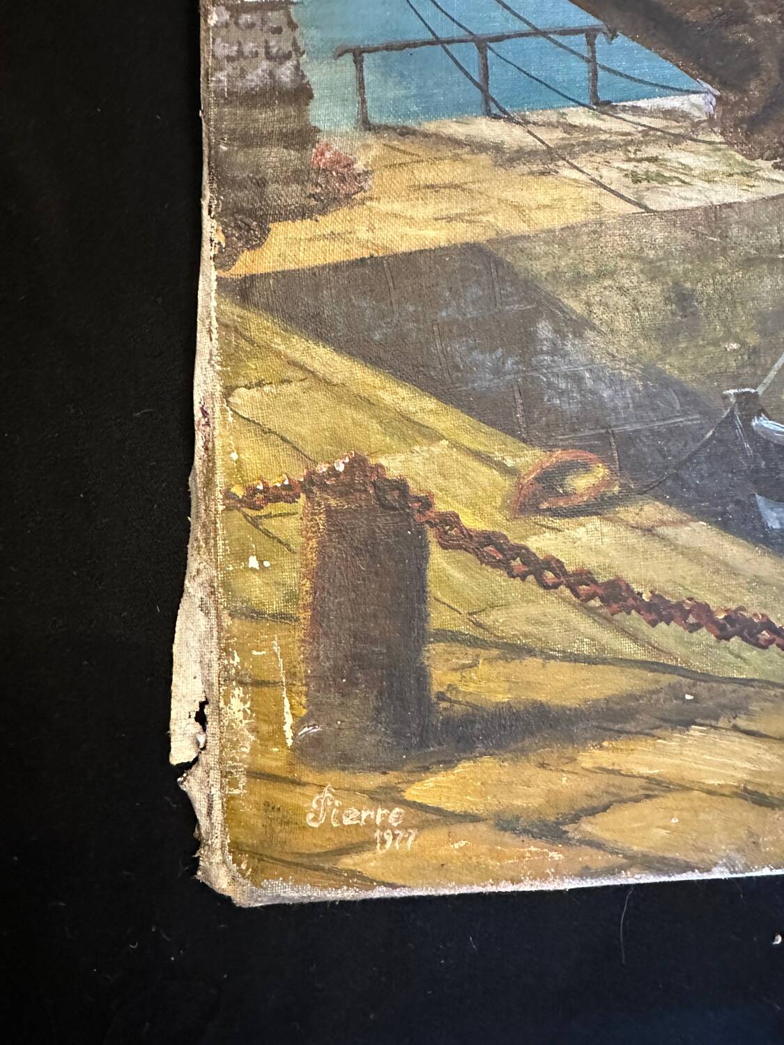 Fishing boats - painting on canvas board