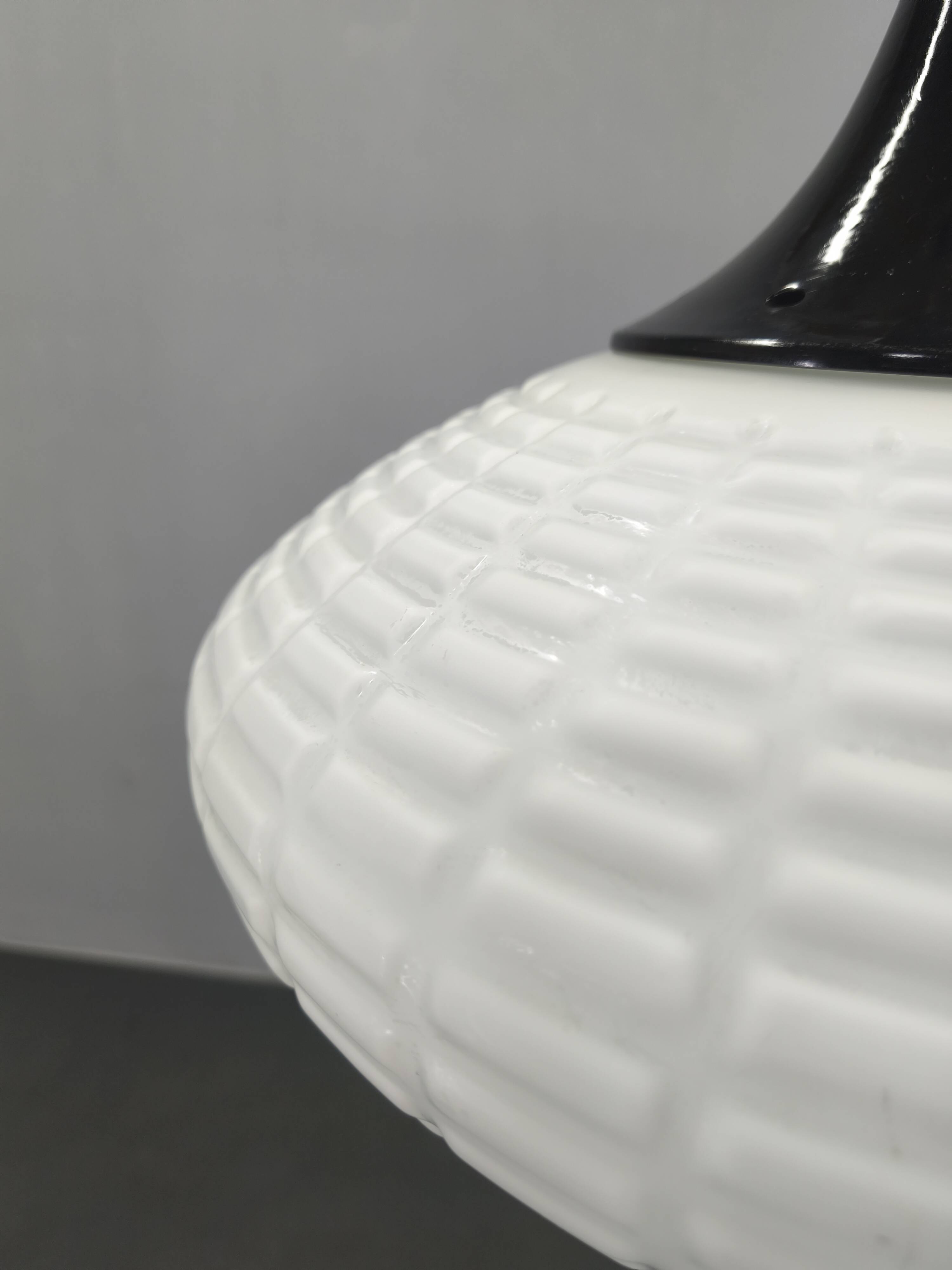 Adjustable Czech Pendant Light, Opaline Glass, 1970s