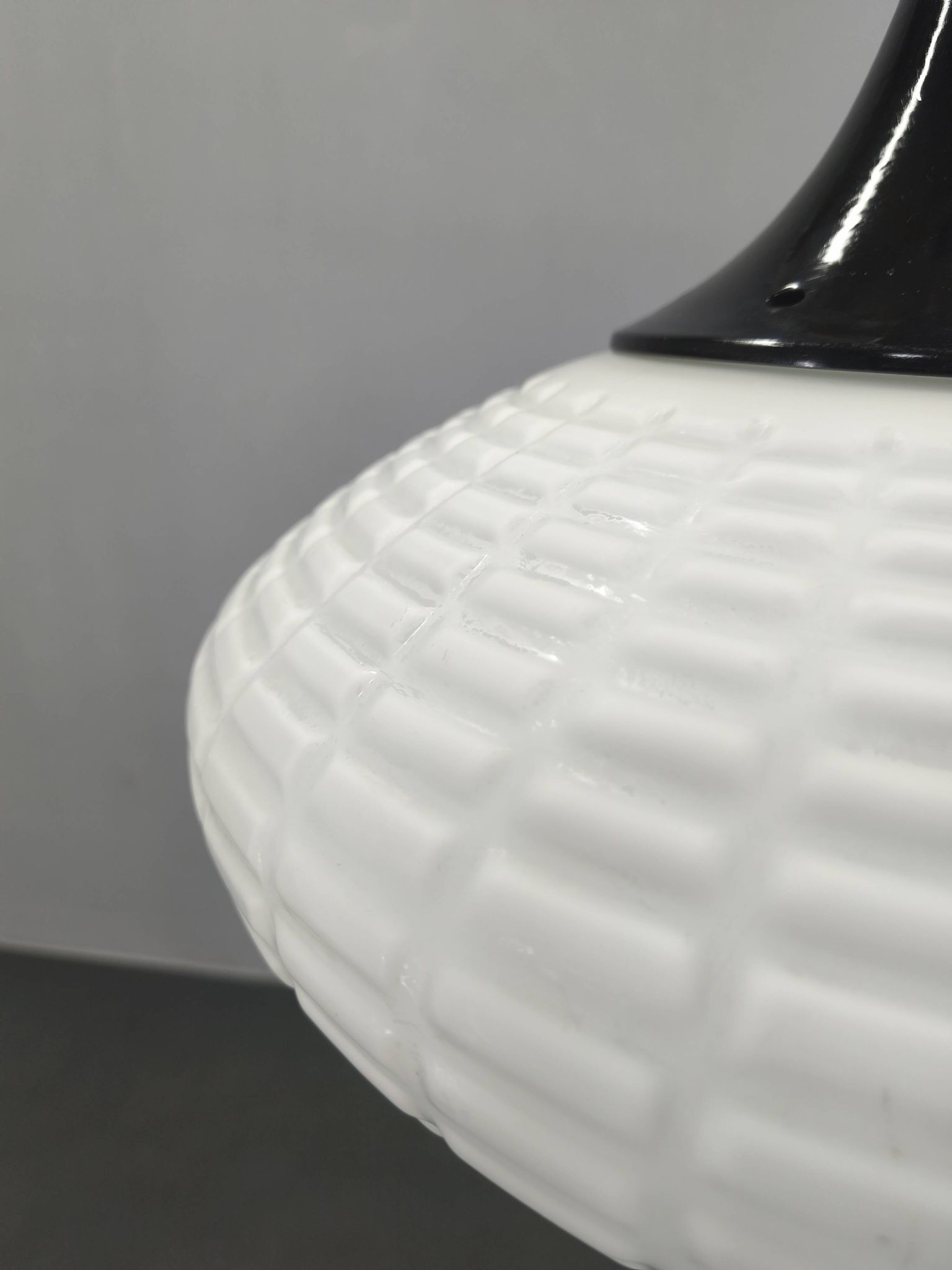Adjustable Czech Pendant Light, Opaline Glass, 1970s