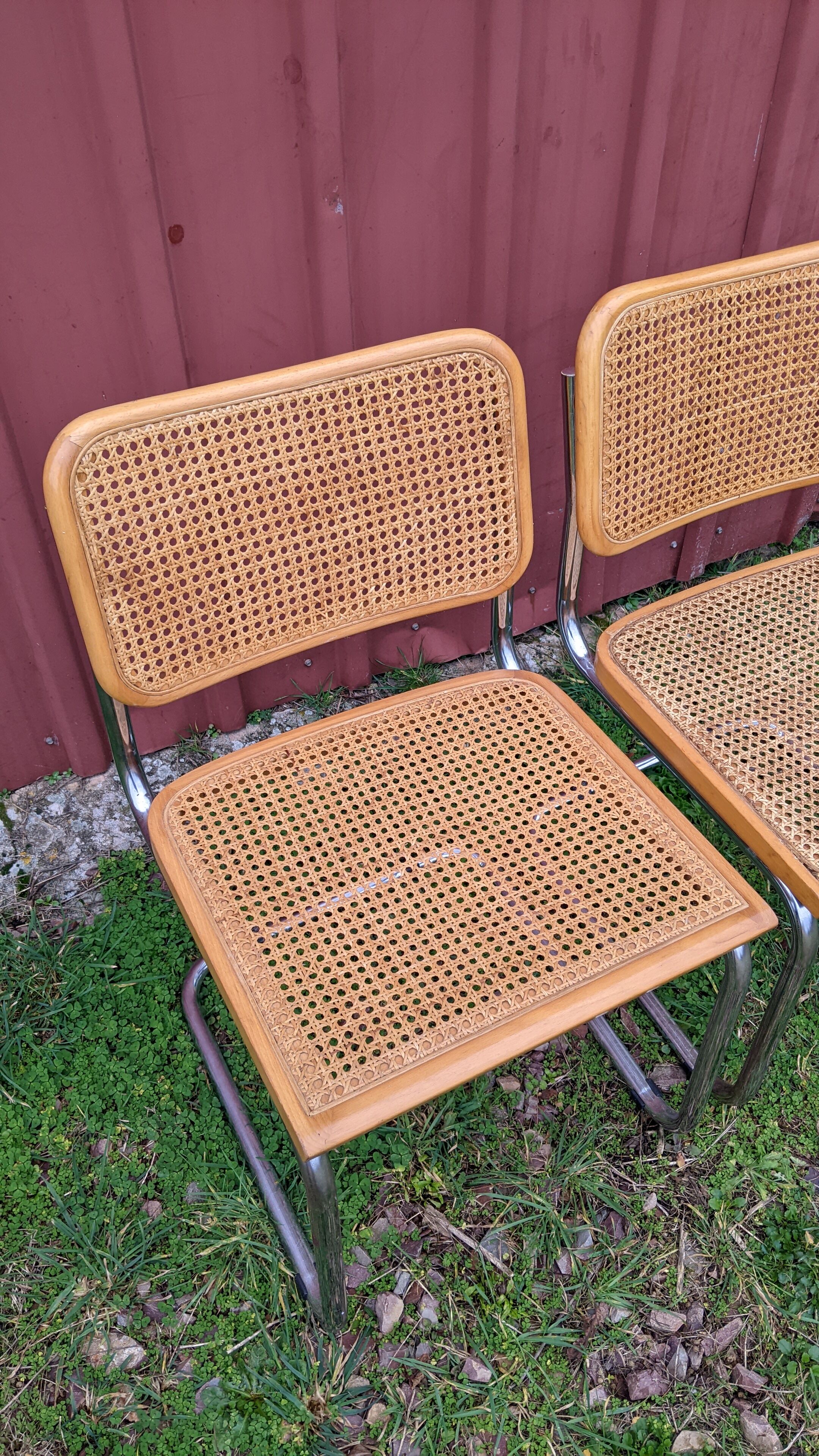Duo of chairs B.32  cesca by Marcel Breuer