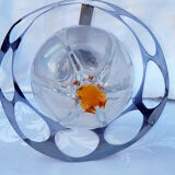 Vintage hanging lamp Murano glass and chrome metal