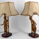 Pair of Sculptural Lamps in Gilt Bronze, Thai Dancers, 20th Century