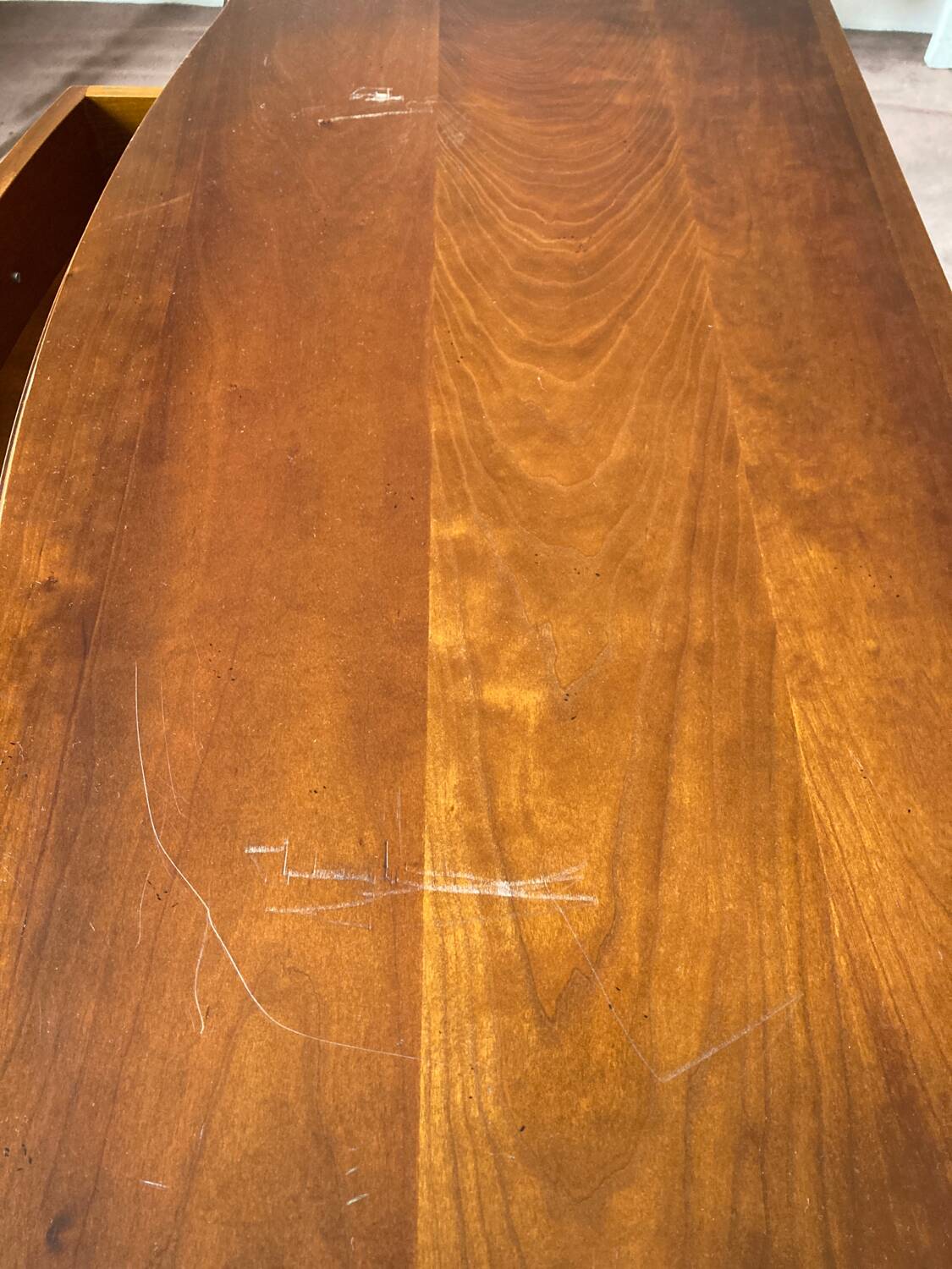 Wooden TV cabinet on casters