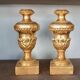 Pair of antique candlesticks with palm support, Tuscany, early 19th century.