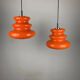 Bright orange glass pendant light AH 1 by Peill and Putzler 1960