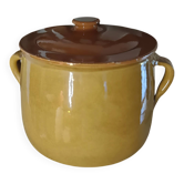 Marmite / Faitout vintage en terre cuite émaillée avec couvercle (21 x