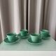 Set of 4 Vintage Jade Green Studio Pottery Espresso Cups & Saucers – Hand G